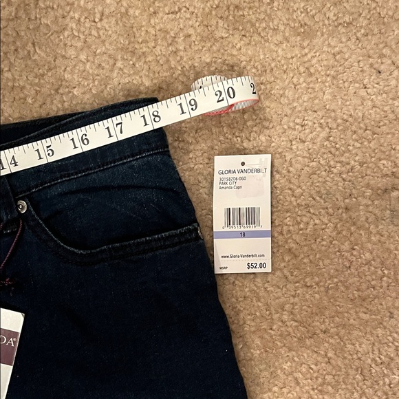 Gloria Vanderbilt Midnight Blue Cropped Jeans featuring Flex Stretch, NWT, Sz 18 - Picture 8 of 9
